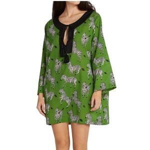 Kate Spade Zebra Print Green Tunic Top Cover Up Womens L Bitter Greens Nwt